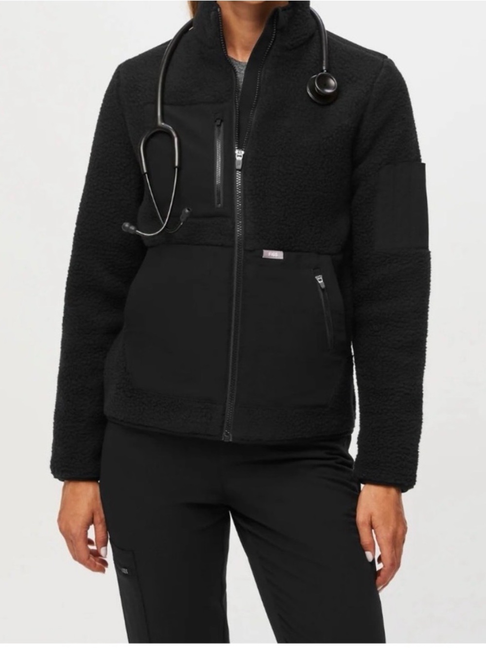 NWT Figs Black On-Shift Sherpa Jacket